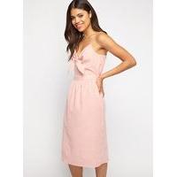 Womens Coral Ticking Stripe Knot Dress, Coral