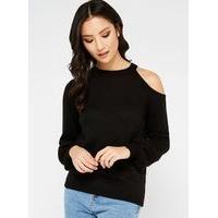 Womens Black Cut Out Knitted Top, Black