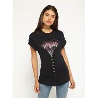 Womens Midnight Slogan Corset T-Shirt, Black.