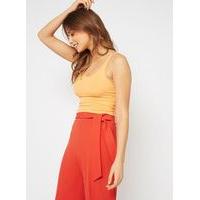 Womens Bright Peach Square Neck Crop Top, Yellow