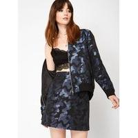 Womens Blue Camouflage Jacquard Mini Skirt, Blue