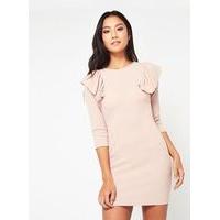 womens petite pink ruffle dress pink