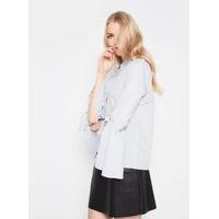 Womens Poplin Bow Sleeve Shirt, Blue