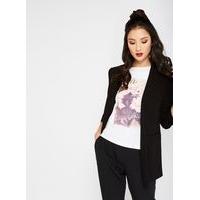 Womens Black Ruched Sleeve Blazer, Black