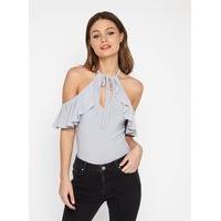 Womens Grey Cold Shoulder Body, Grey