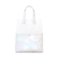 womens bando holographic tote bag silver colour