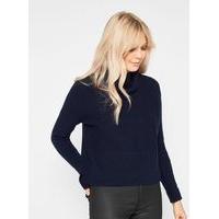 Womens Petites Cowl Neck Jumper, Navy