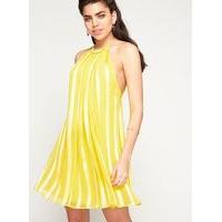 Womens Yellow Beaded Halter Dress, Yellow