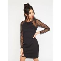 Womens Cutabout Lace Insert Dress, Black