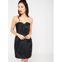 Womens Satin Bandeau Dress, Black