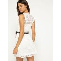 Womens Ivory Embroidered Trim Dress, Ivory