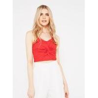 womens red knot front bra top red