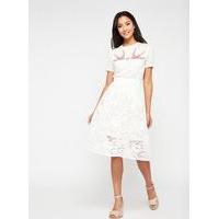 Womens Ivory Lace Prom Midi Skirt, Ivory