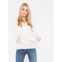 Womens Ivory Ruffle Victoriana Lace Up Blouse, Ivory