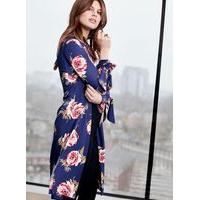 womens navy floral duster coat navy