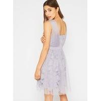 Womens Lilac Lace Mesh Dress, Lilac