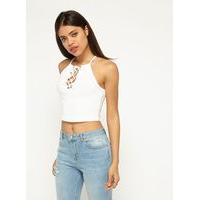 womens white 90s metal lattice crop top white