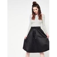 womens black co ord satin midi skirt black