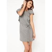 Womens Grey Frill Sleeve Tie Dress, Grey