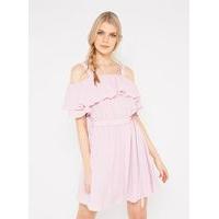 womens ruffle cold shoulder dress lilac