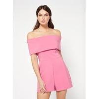 womens pink deep bardot playsuit pink candy