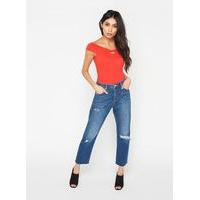 womens red twist keyhole bardot body red