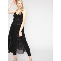 Womens Black Sheer Mesh Frill Dress, Black