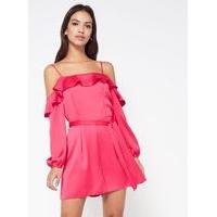 womens pink cold shoulder playsuit pink