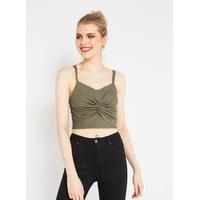 Womens Khaki Knot Front Bra Top, Khaki