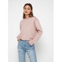 Womens Heather Pink Crop Sweatshirt, Heather