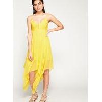 Womens Yellow Lace Button Midi Dress, Yellow