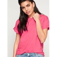 womens pink distressed t shirt pink