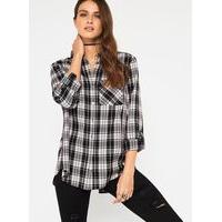 Womens Black and White Checked Shirt, Assorted