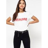 Womens Femme Slogan Tee, White