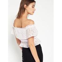 Womens Lilac Lace Bardot Top, Lilac