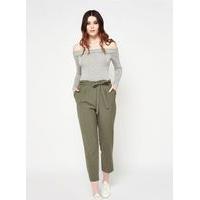 Womens Khaki Paper Bag Trousers, Khaki