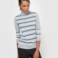 Wool Mix Striped Roll Neck Jumper