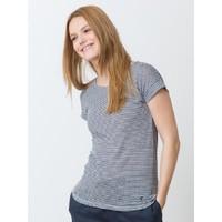 Woman\'s short-sleeved T-shirt in a stripe linen jersey, HENNA