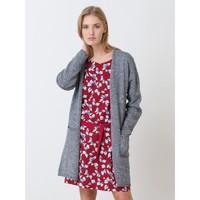 Woman\'s loose cardigan in organic cotton mottled yarn, HATAYA