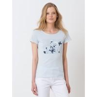 Woman\'s pure cotton T-shirt with a Somewhere Loves Art Hokusaï motif, HAZAKO