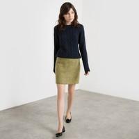 Wool Mix Chevron Print A-Line Skirt
