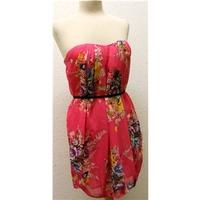 Women\'s strapless pink floral dress Jarlo - Size: M - Pink - Strapless dress