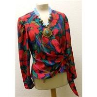 womens blouse fashion extra size 14 multi colored wraparound top