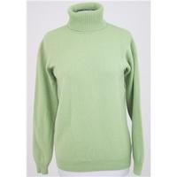 Wool Overs, size S pale green polo neck jumper