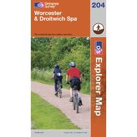 worcester droitwich spa os explorer active map sheet number 204