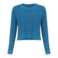 Womens Acid Wash Knitted Jumper in Ocean