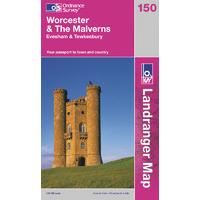 Worcester & The Malverns - OS Landranger Active Map Sheet Number 150