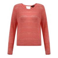 Women\'s textured open knit pink jumper - Amara Reya