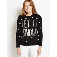 womens merry christmas let it snow black jumper