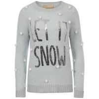 Womens Merry Christmas Let It Snow blue jumper